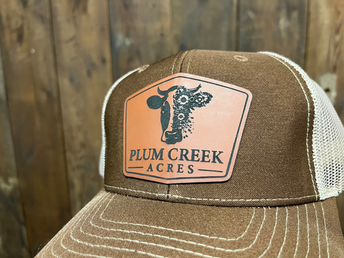 Brown/Tan PCA Logo Leather Patch Hat
