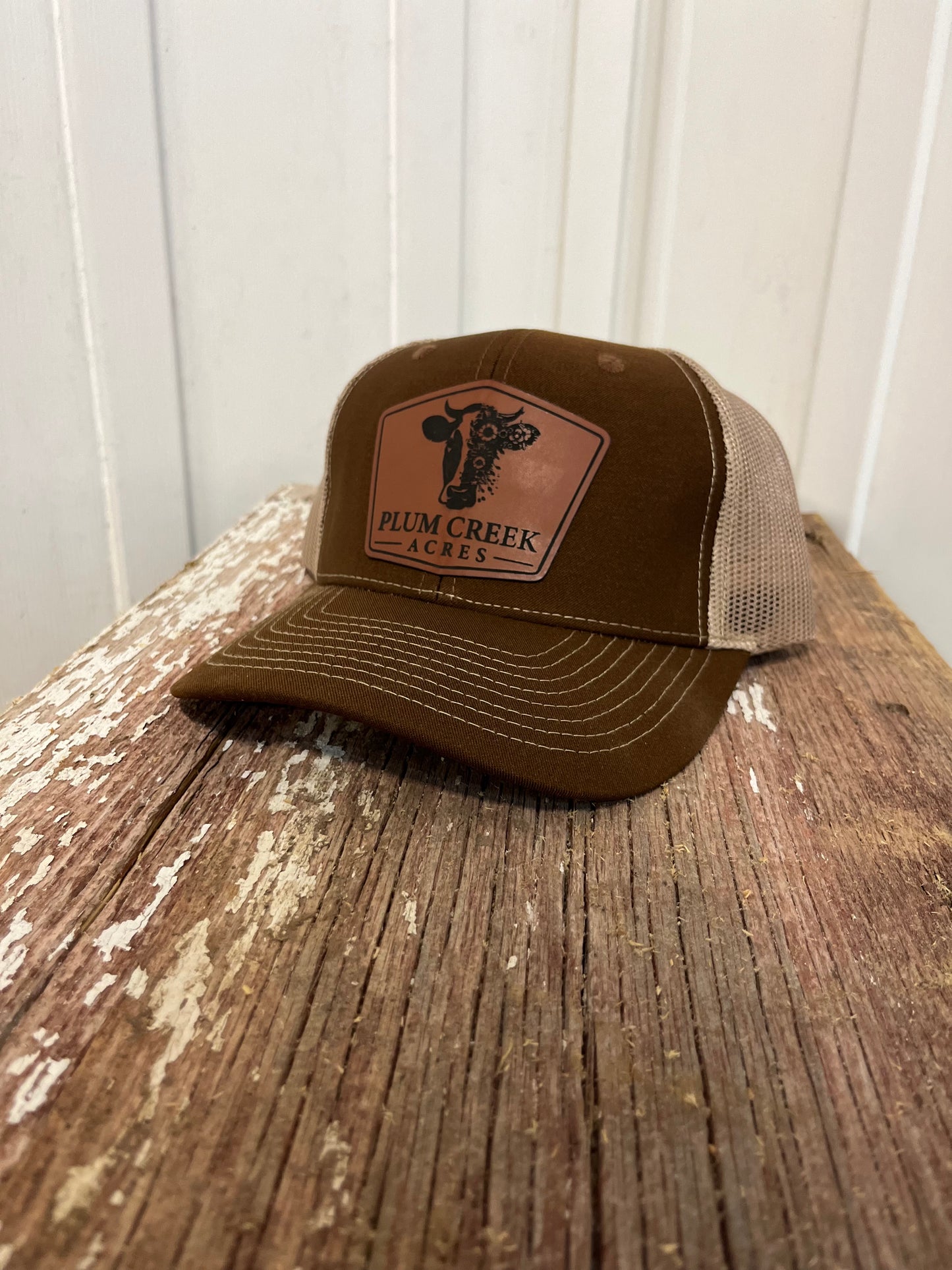 Brown/Tan PCA Logo Leather Patch Hat