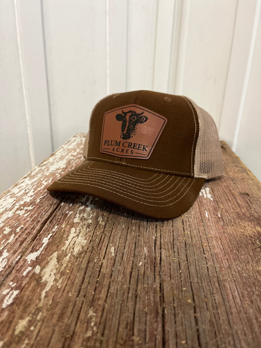 Brown/Tan PCA Logo Leather Patch Hat