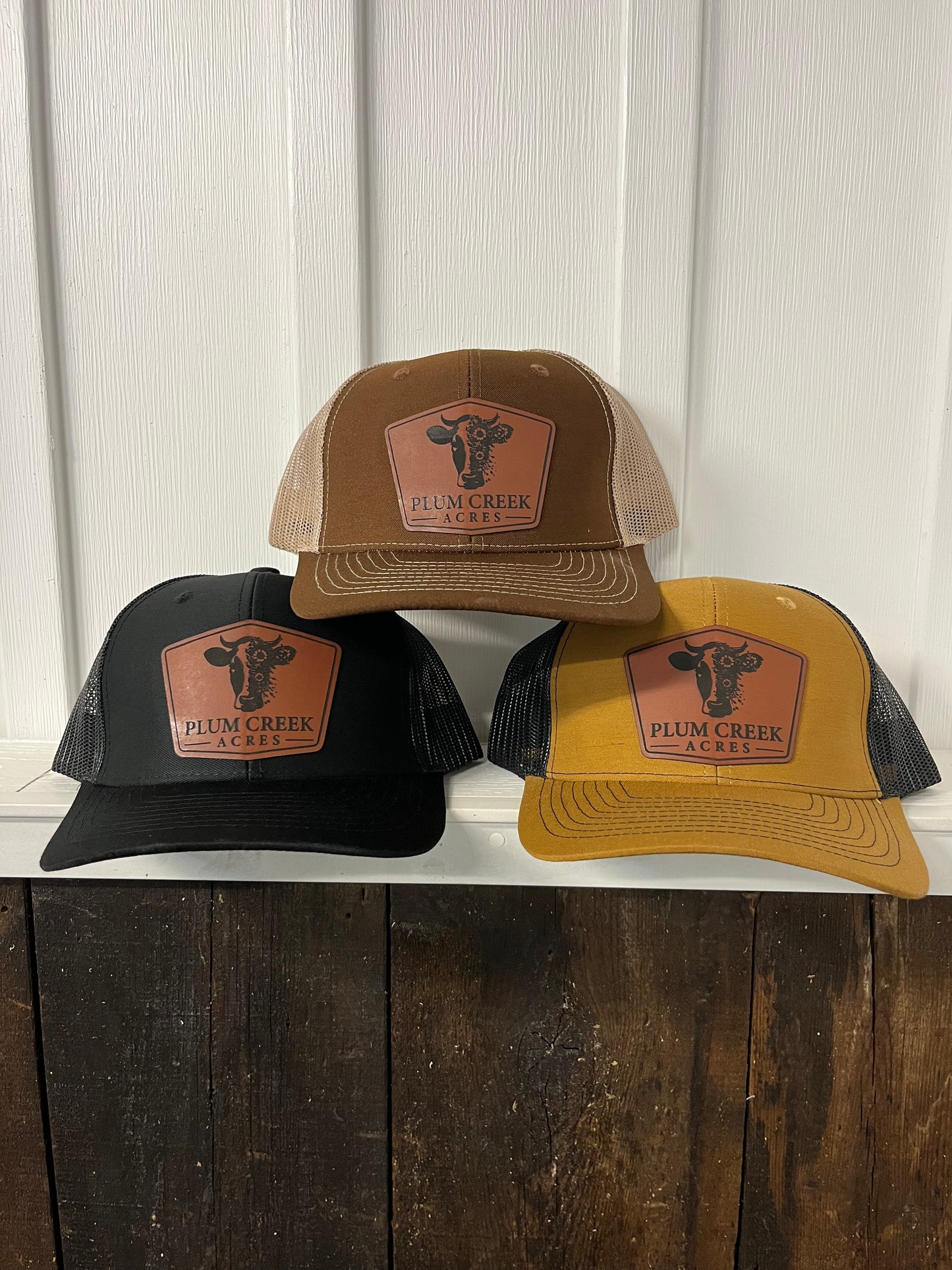 Black PCA Logo Leather Patch Hat